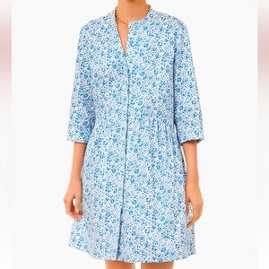 Tuckernuck Royal Shirtdress in ditsy blue floral